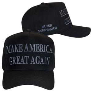 Never Surrender Black MAGA Hat